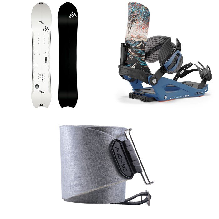 Jones Ultralight Stratos Splitboard + Union Charger Pro Splitboard Bindings + Nomad Pro Universal Tail Clip Splitboard Skins 2025
